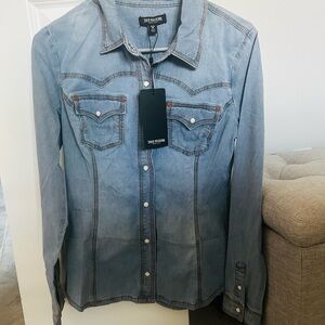 True Religion Light Blue Denim Blouse
